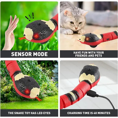 USB Rechargeable Interactive Realistic Smart Sensing Snake Cat Toy - Obstacle-Evading, No Remote Control, Halloween Prank Prop, Great Gift for Indoor Cats & Dogs, Pink make it sound engaging to customers