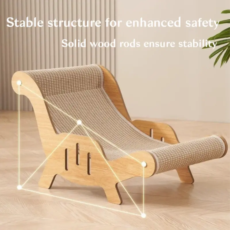 2-In-1 Natural Sisal Fiber Cat Scratcher with Hammock & Lounge Chair, No Shedding, Breathable, Durable All-Season Cat Bed for Claw Sharpening & Rest, Natural Sisal Scratcher