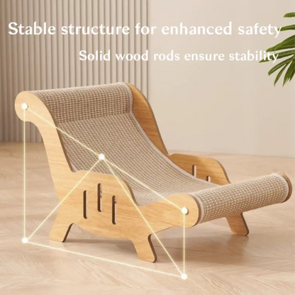 2-In-1 Natural Sisal Fiber Cat Scratcher with Hammock & Lounge Chair, No Shedding, Breathable, Durable All-Season Cat Bed for Claw Sharpening & Rest, Natural Sisal Scratcher