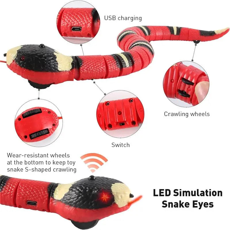 USB Rechargeable Interactive Realistic Smart Sensing Snake Cat Toy - Obstacle-Evading, No Remote Control, Halloween Prank Prop, Great Gift for Indoor Cats & Dogs, Pink make it sound engaging to customers