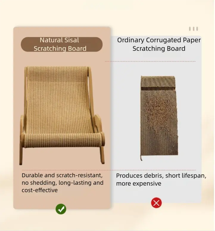 2-In-1 Natural Sisal Fiber Cat Scratcher with Hammock & Lounge Chair, No Shedding, Breathable, Durable All-Season Cat Bed for Claw Sharpening & Rest, Natural Sisal Scratcher