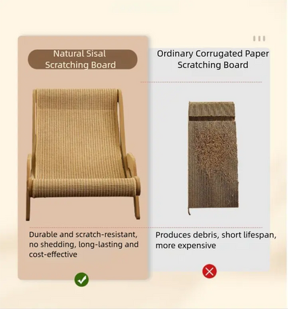 2-In-1 Natural Sisal Fiber Cat Scratcher with Hammock & Lounge Chair, No Shedding, Breathable, Durable All-Season Cat Bed for Claw Sharpening & Rest, Natural Sisal Scratcher